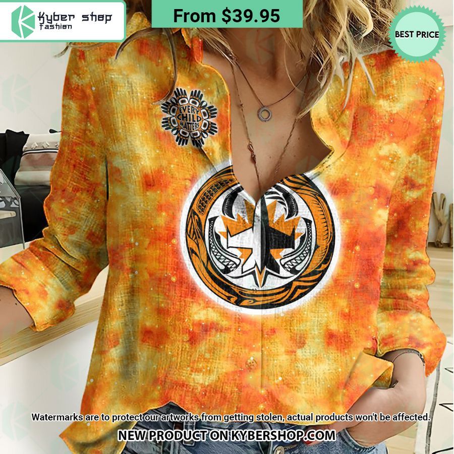 NHL Winnipeg Jets Orange Every Child Matter Women Casual Shirt