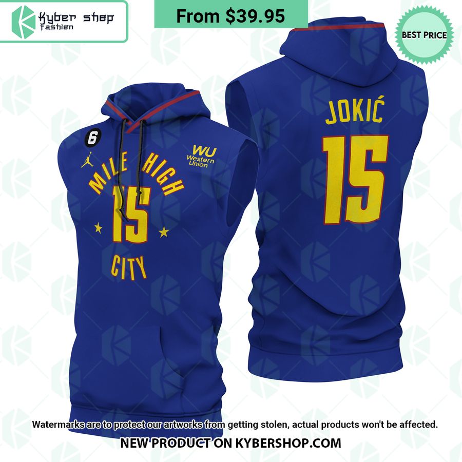 Nikola Jokic 15 Denver Nuggets Mile High City Sleeveless Hoodie
