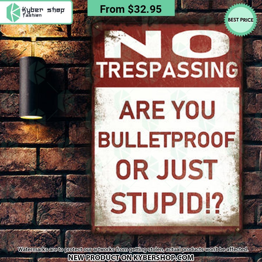 No Trespassing Are You Bulletproof Or Stupid Metal Sign