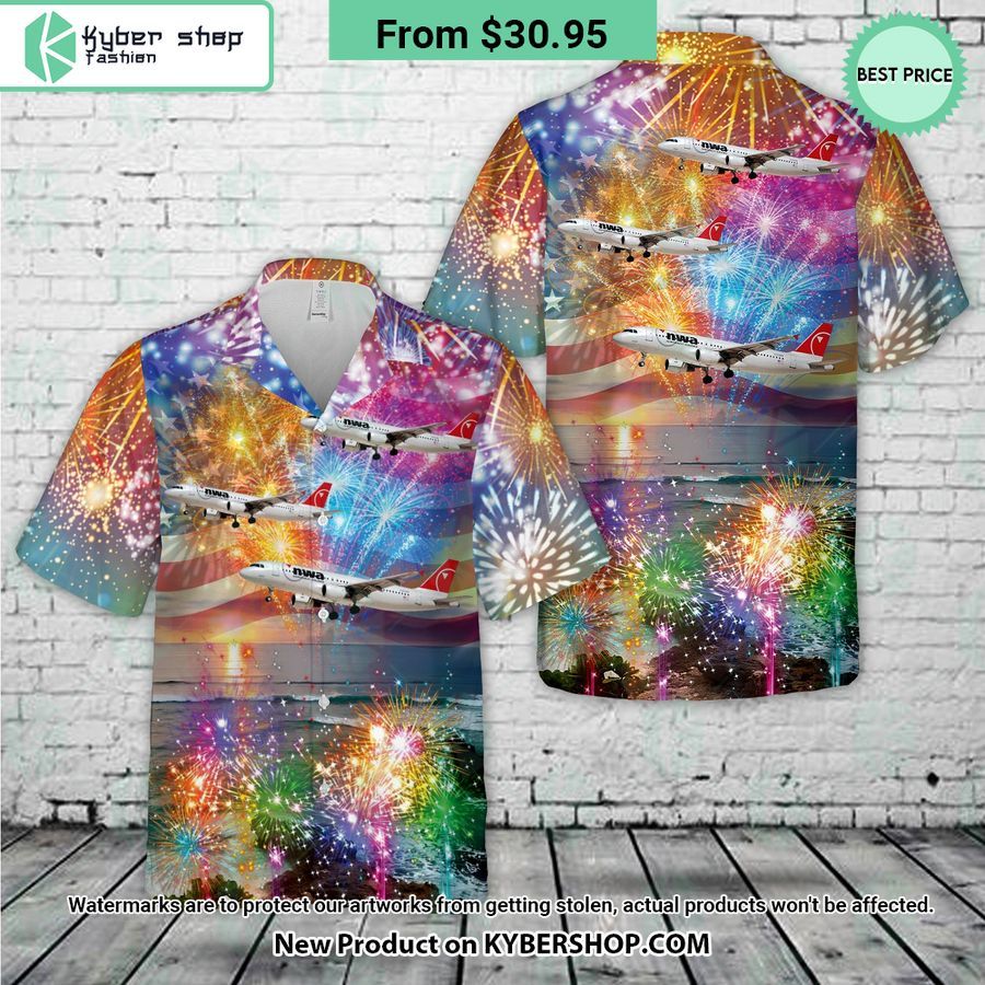 Northwest Airlines A320 4th Of July Hawaiian Shirt