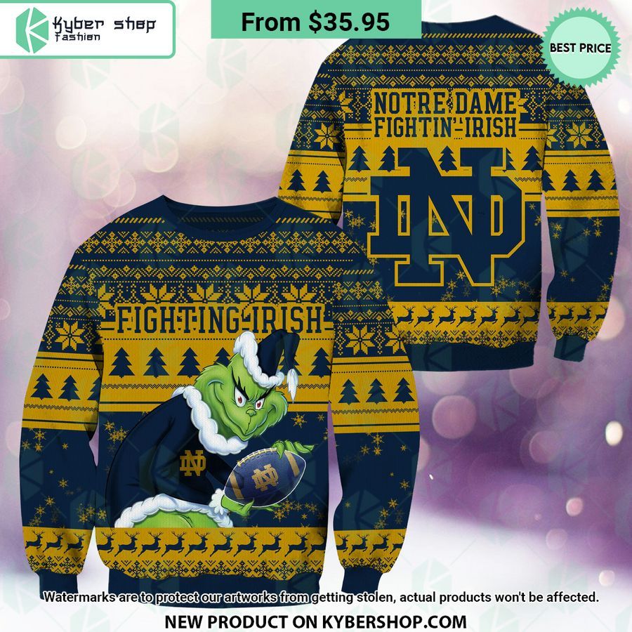 Notre Dame Fighting Irish Grinch Christmas Sweater