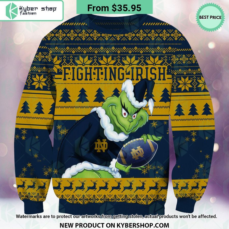 Notre Dame Fighting Irish Grinch Christmas Sweater
