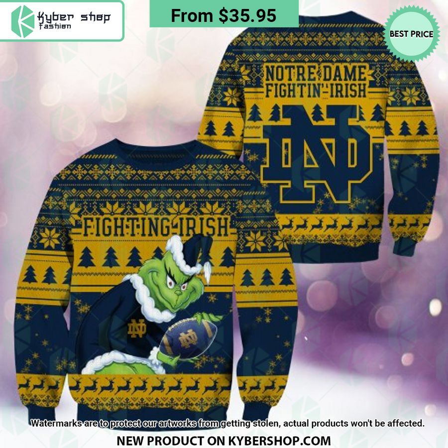 Notre Dame Fighting Irish Grinch Christmas Sweater