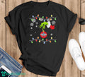 Grinch Hand Holding Ornament Dallas Cowboys Christmas Light Shirt