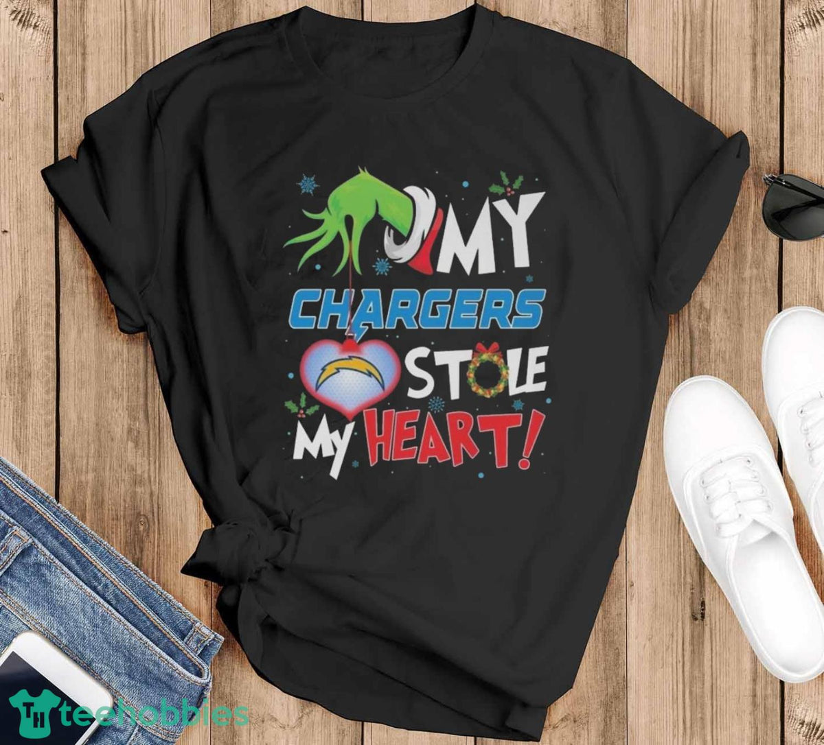 Grinch Hand My Los Angeles Chargers Stole My Heart Football 2024 Shirt