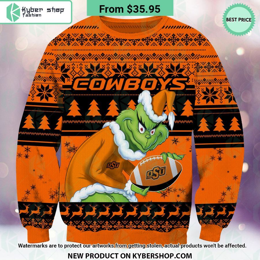 Oklahoma State Cowboys Grinch Christmas Sweater