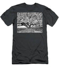 One Flowering Fruit Tree In Full Blossom In Spring In Black And White T-Shirt