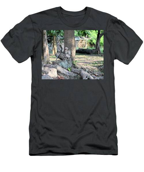 Pair Of Monkeys Yelling In Siem Reap Cambodia T-Shirt