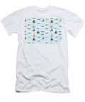 Patterned Sailboats on Blue Background T-Shirt