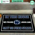 Penn State Nittany Lions In This House We Praise Jesus and Say Go Penn State Doormat