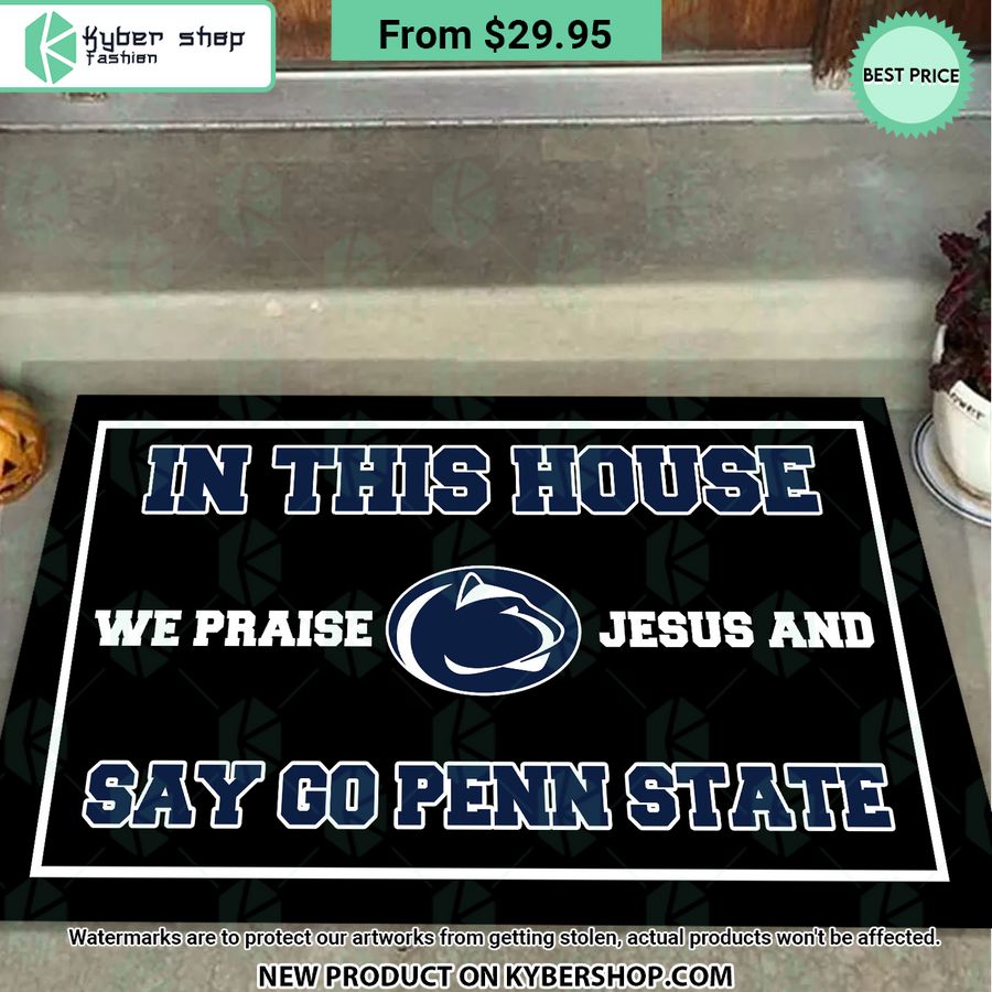 Penn State Nittany Lions In This House We Praise Jesus and Say Go Penn State Doormat