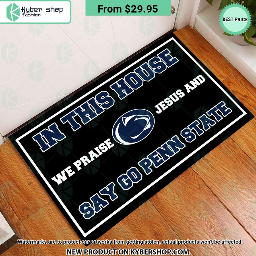 Penn State Nittany Lions In This House We Praise Jesus and Say Go Penn State Doormat