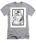 Persian Cat Painting In Black And White And The Letter P T-Shirt