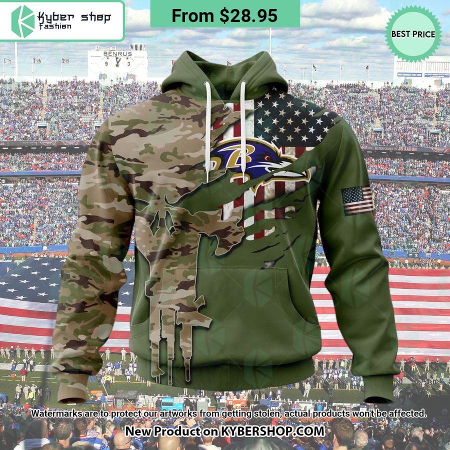 Personalized Baltimore Ravens Veterans Day Camo Design Hoodie