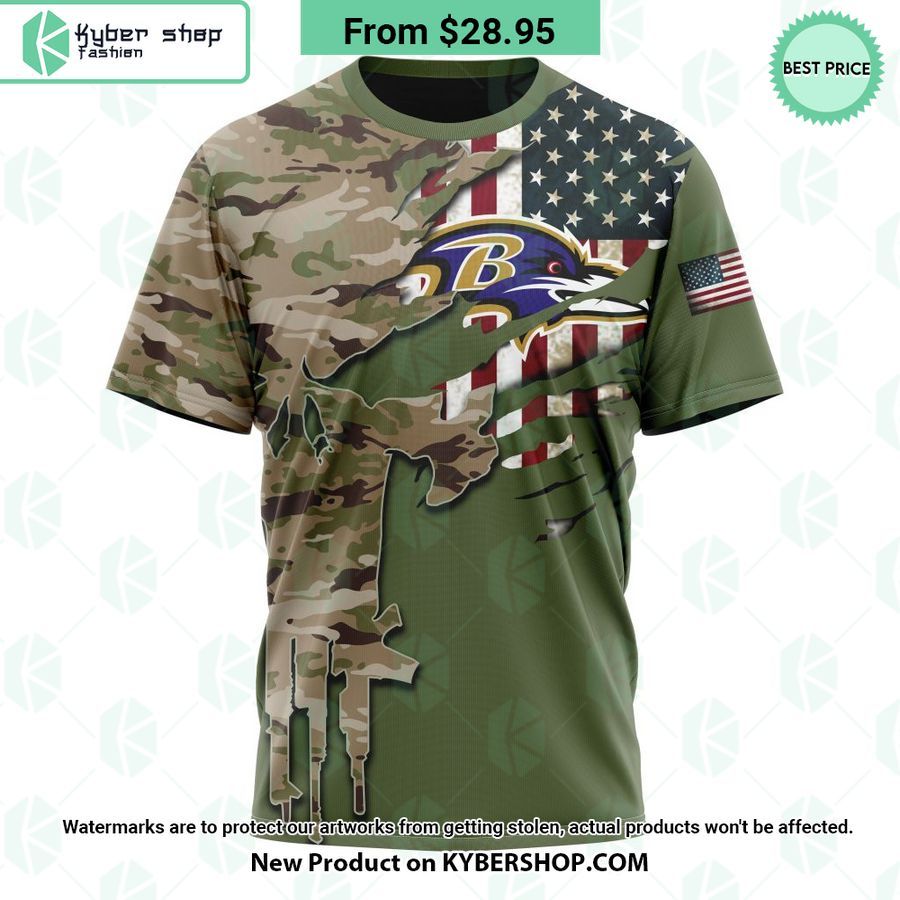 Personalized Baltimore Ravens Veterans Day Camo Design Hoodie