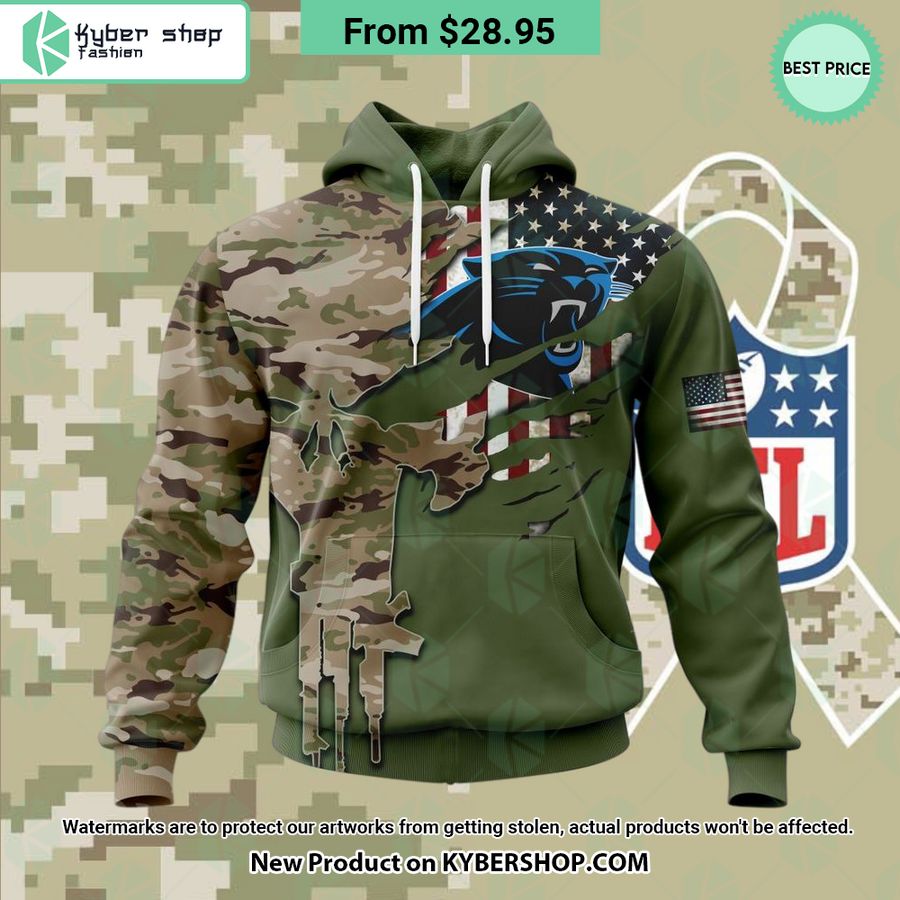 Personalized Carolina Panthers Veterans Day Camo Design Hoodie
