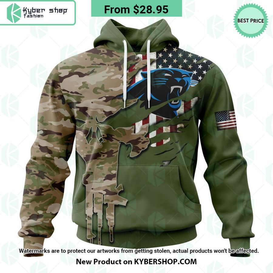Personalized Carolina Panthers Veterans Day Camo Design Hoodie