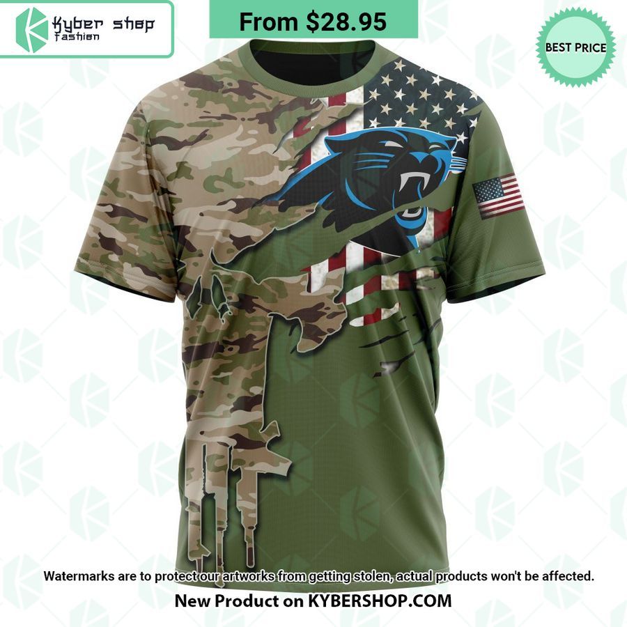 Personalized Carolina Panthers Veterans Day Camo Design Hoodie