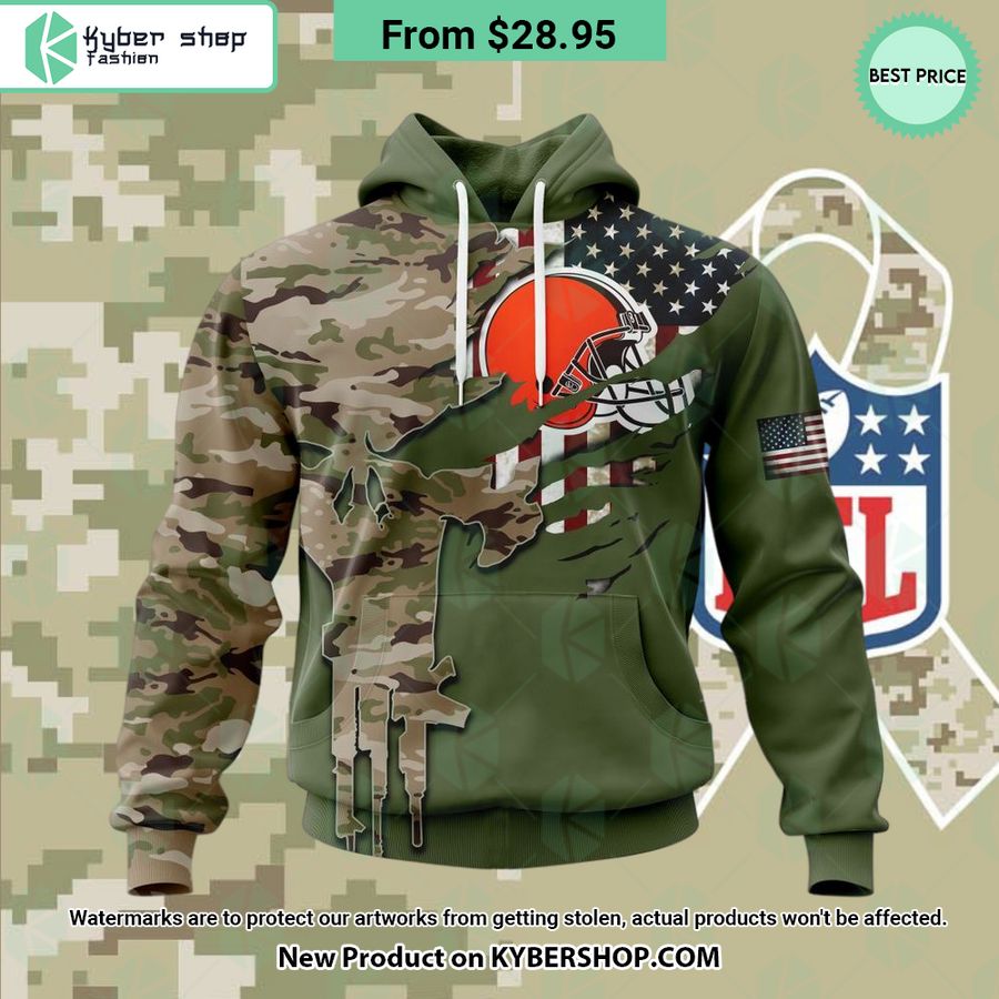 Personalized Cleveland Browns Veterans Day Camo Design Hoodie