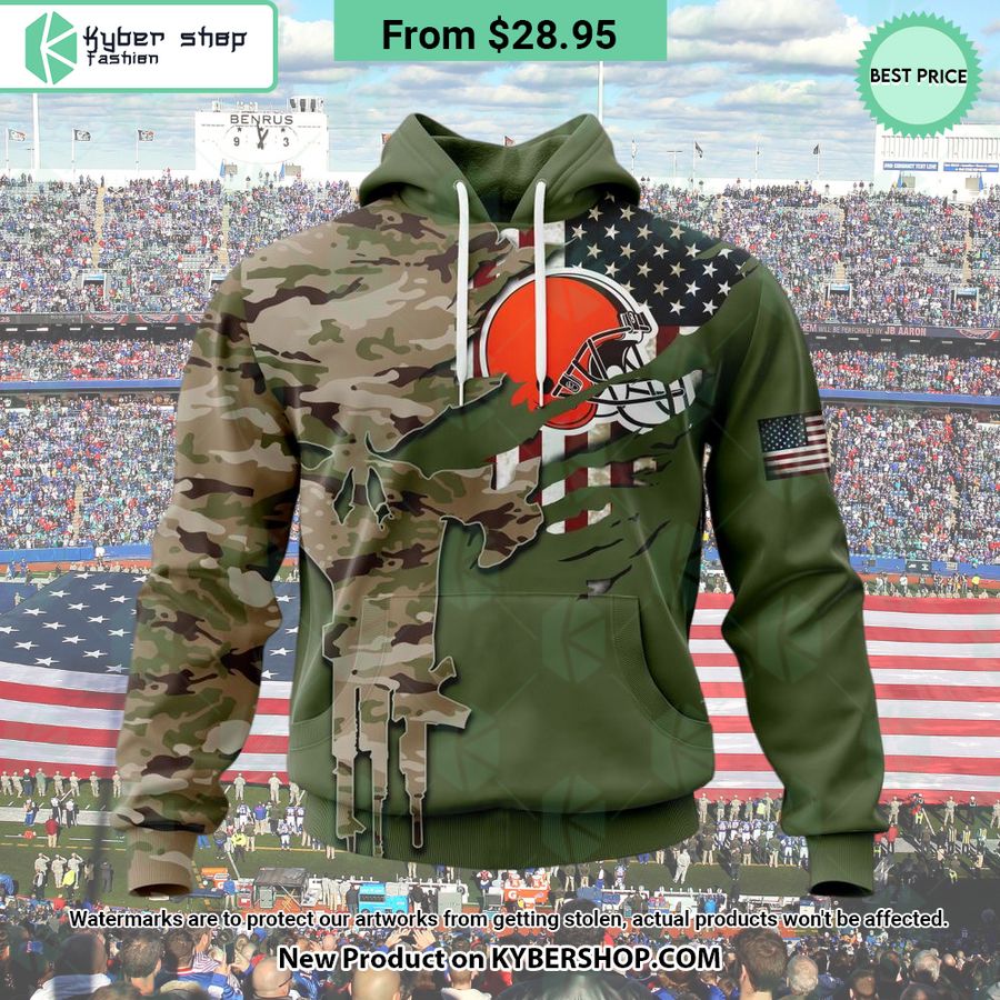 Personalized Cleveland Browns Veterans Day Camo Design Hoodie