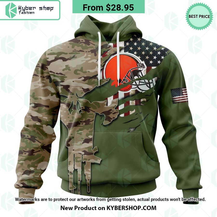 Personalized Cleveland Browns Veterans Day Camo Design Hoodie