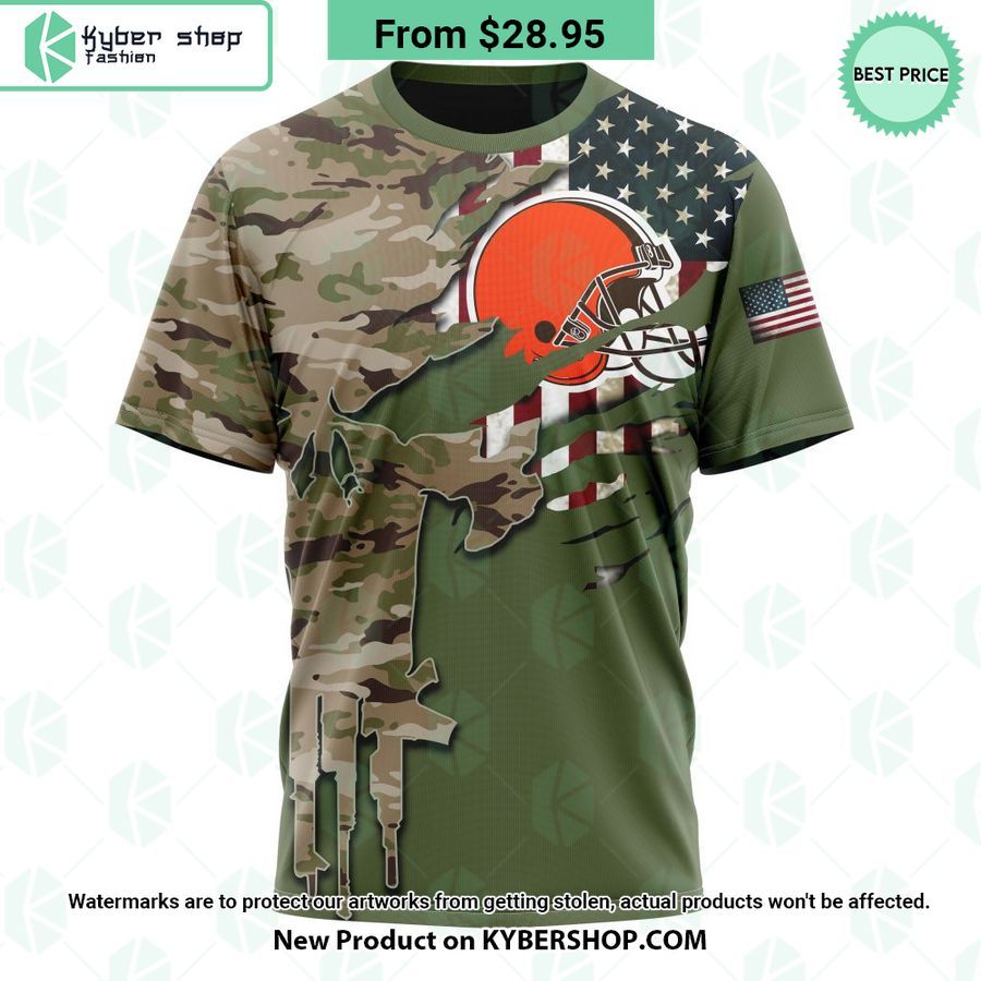 Personalized Cleveland Browns Veterans Day Camo Design Hoodie