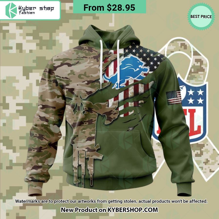 Personalized Detroit Lions Veterans Day Camo Design Hoodie