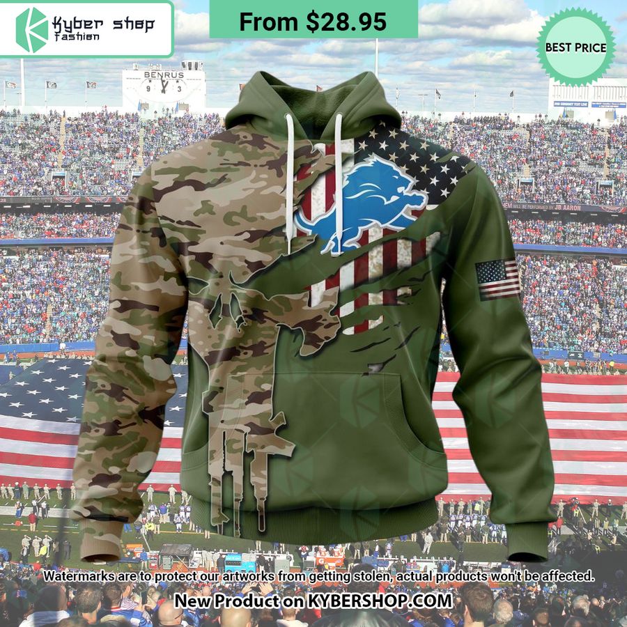 Personalized Detroit Lions Veterans Day Camo Design Hoodie