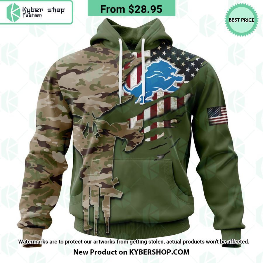 Personalized Detroit Lions Veterans Day Camo Design Hoodie