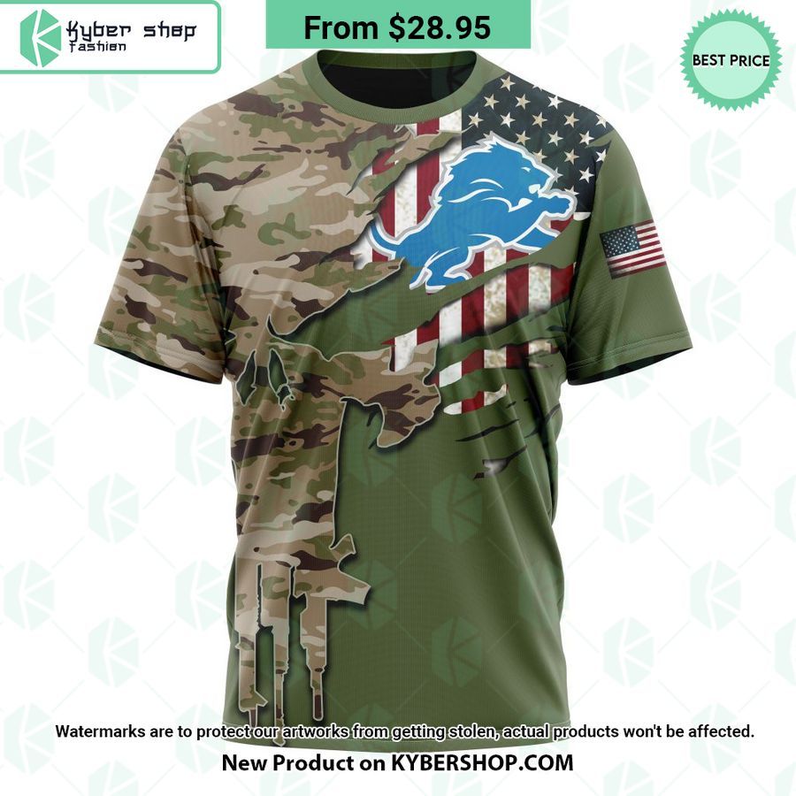 Personalized Detroit Lions Veterans Day Camo Design Hoodie