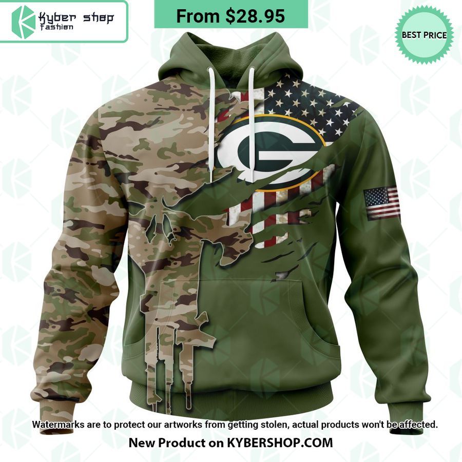 Personalized Green Bay Packers Veterans Day Camo Design Hoodie