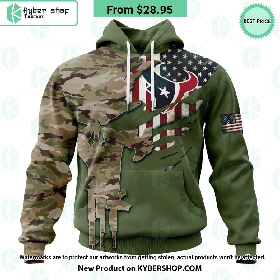 Personalized Houston Texans Veterans Day Camo Design Hoodie