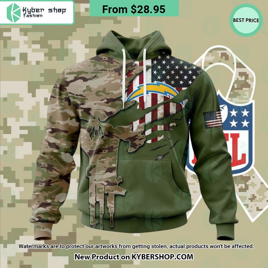 Personalized Los Angeles Chargers Veterans Day Camo Design Hoodie