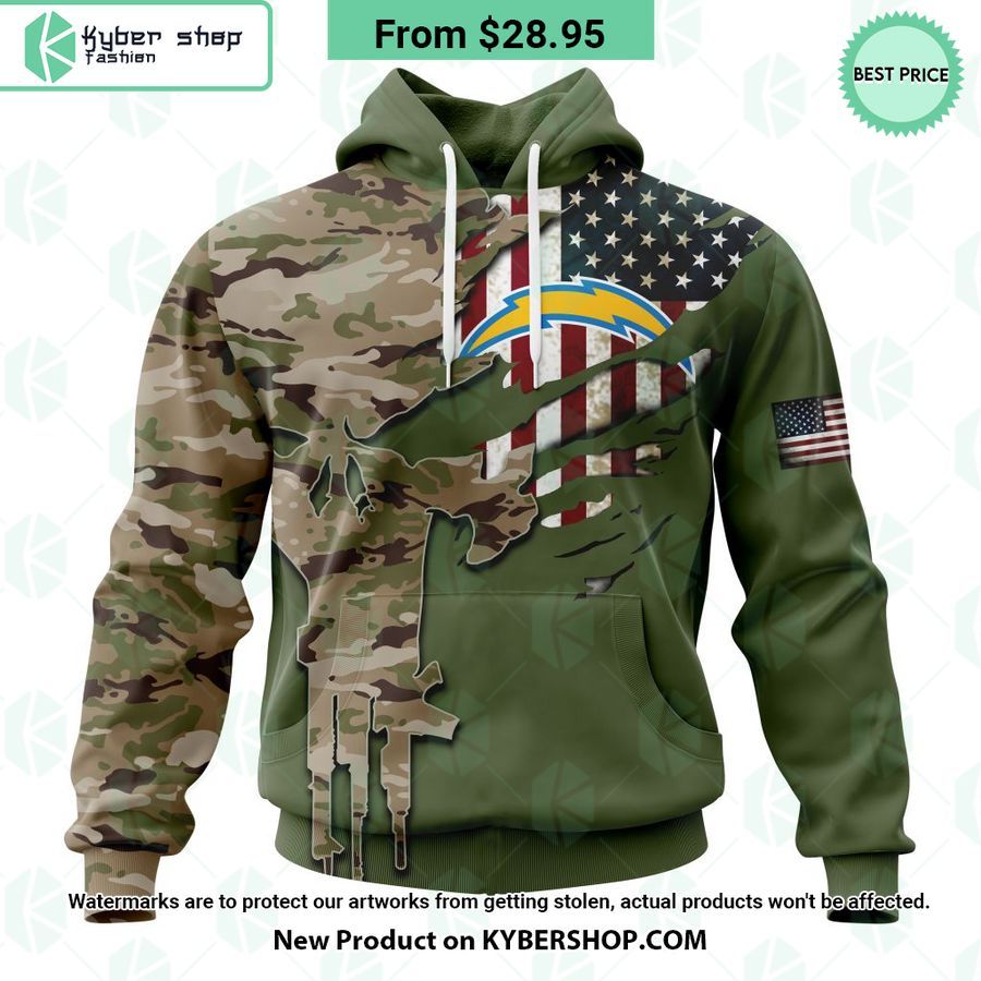 Personalized Los Angeles Chargers Veterans Day Camo Design Hoodie