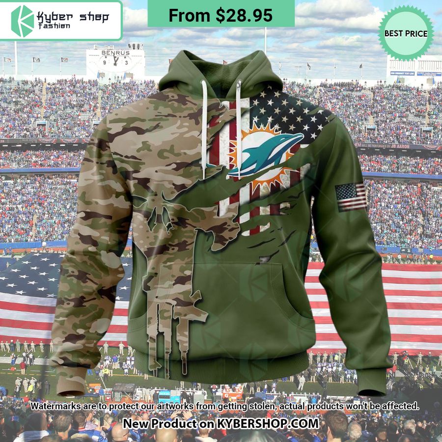 Personalized Miami Dolphins Veterans Day Camo Design Hoodie