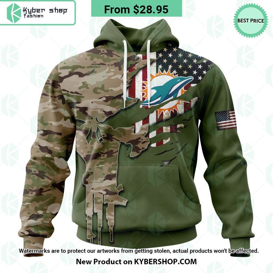 Personalized Miami Dolphins Veterans Day Camo Design Hoodie