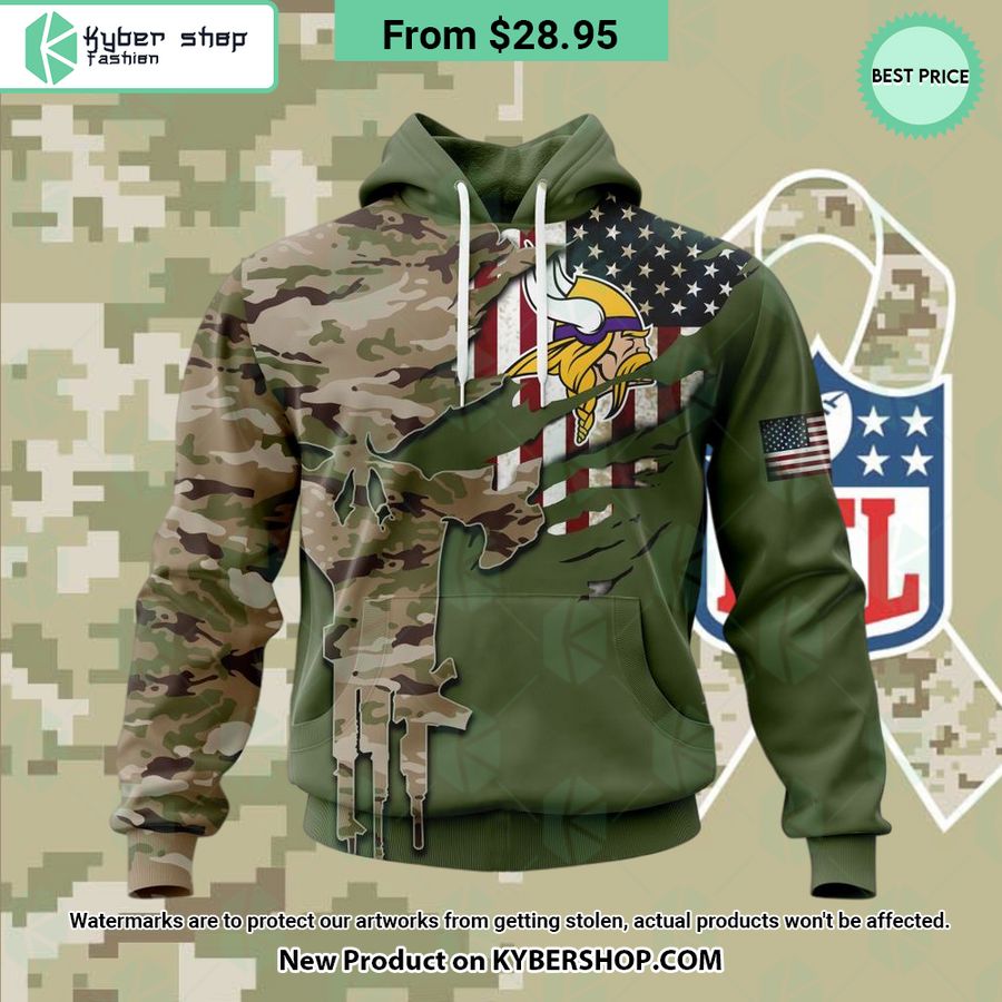 Personalized Minnesota Vikings Veterans Day Camo Design Hoodie