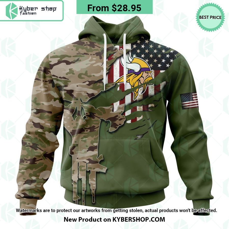 Personalized Minnesota Vikings Veterans Day Camo Design Hoodie