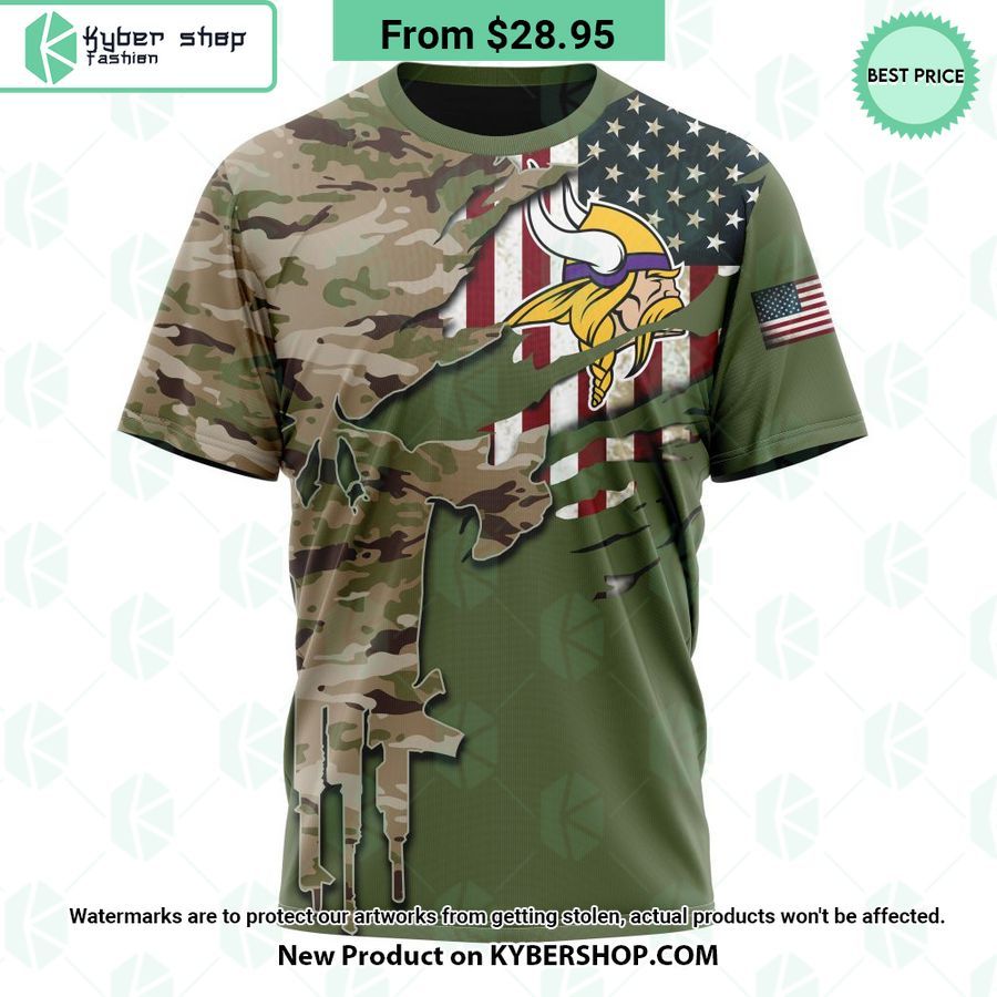 Personalized Minnesota Vikings Veterans Day Camo Design Hoodie