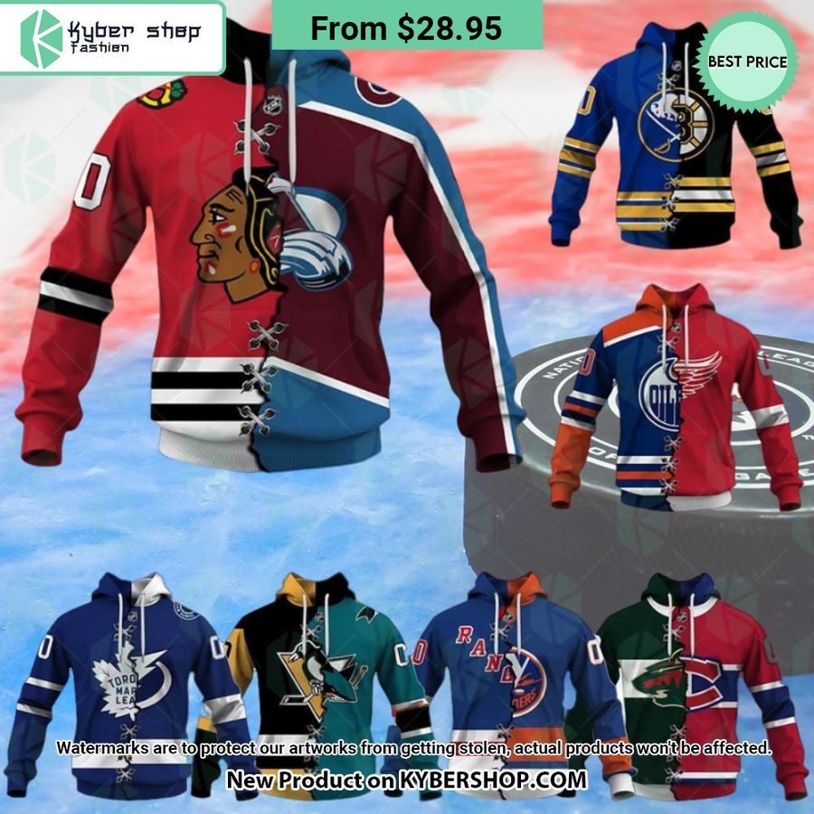 Personalized NHL Mix 2 Teams Home jersey Hoodie