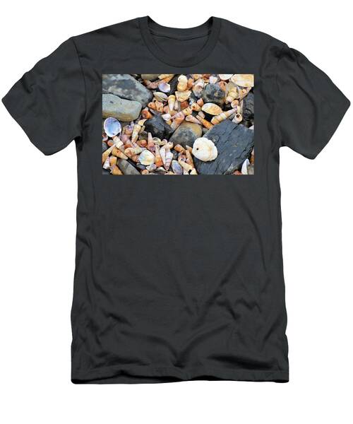 Pile Of Spiral And Other Seashells On Rocks T-Shirt