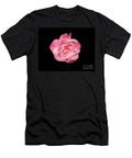Pink Rose On Black T-Shirt