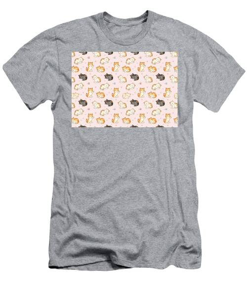 Playful Cats on Pink Background T-Shirt