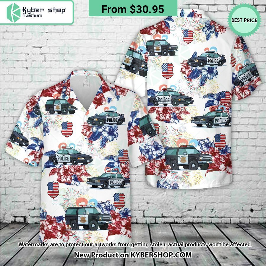 Police Truck 4th Of July Hawaiian Shirt