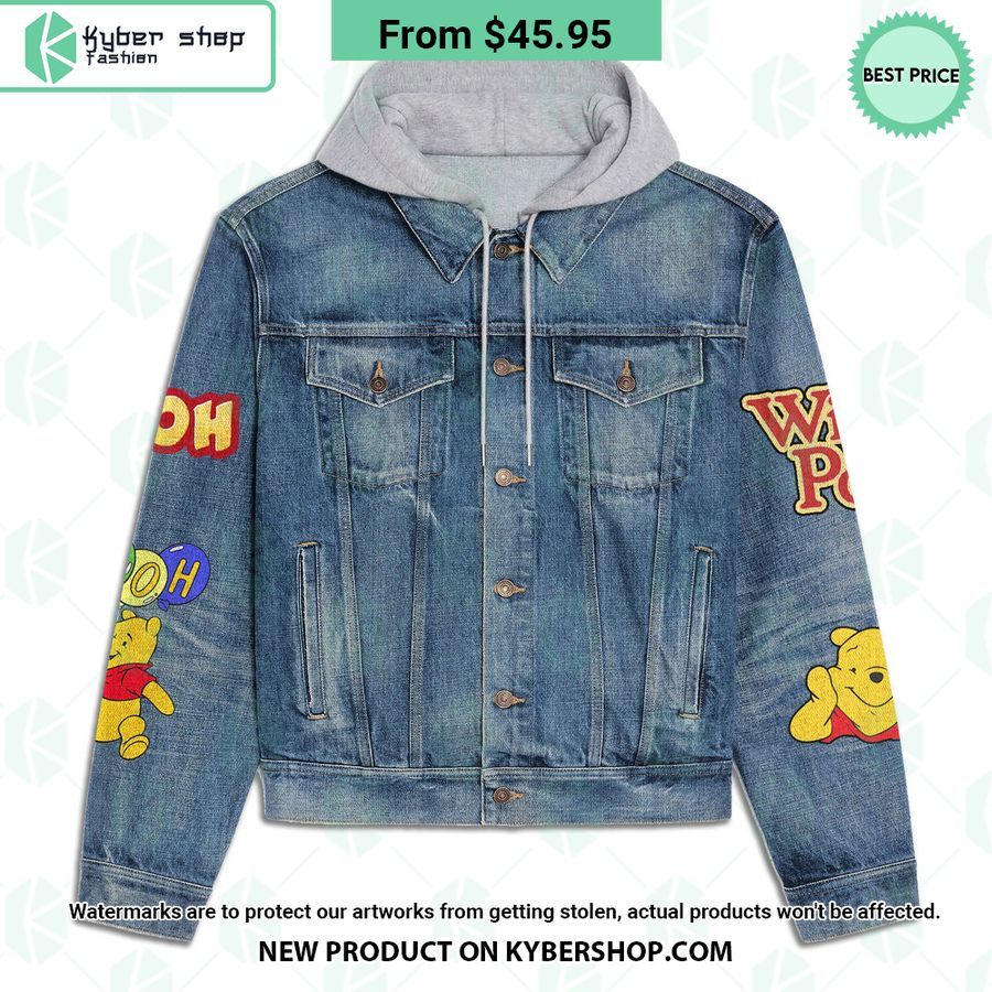 Pooh Is My Spirit Animal Hooded Denim Jacket