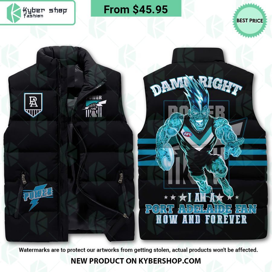 Port Adelaide Football Club Sleeveless Puffer Down Jacket