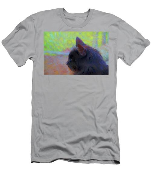 Portrait Of A Black Cat 138 - Painting T-Shirt