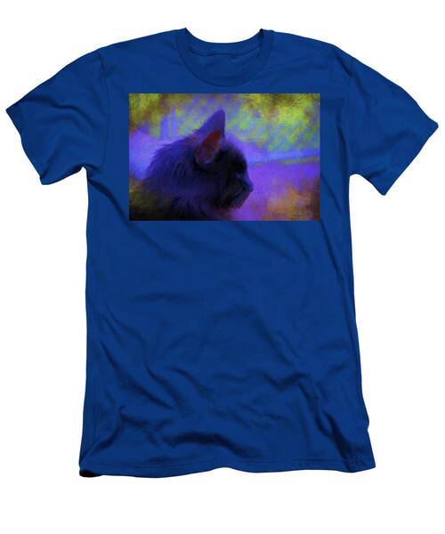 Portrait Of A Black Cat 138a - Painting T-Shirt