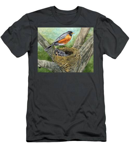 Proud Vigil American Robin With Baby Birds T-Shirt