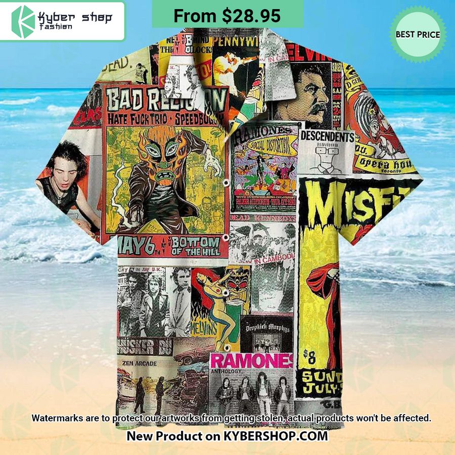 Punk Rock Collage Hawaiian Shirt Shorts